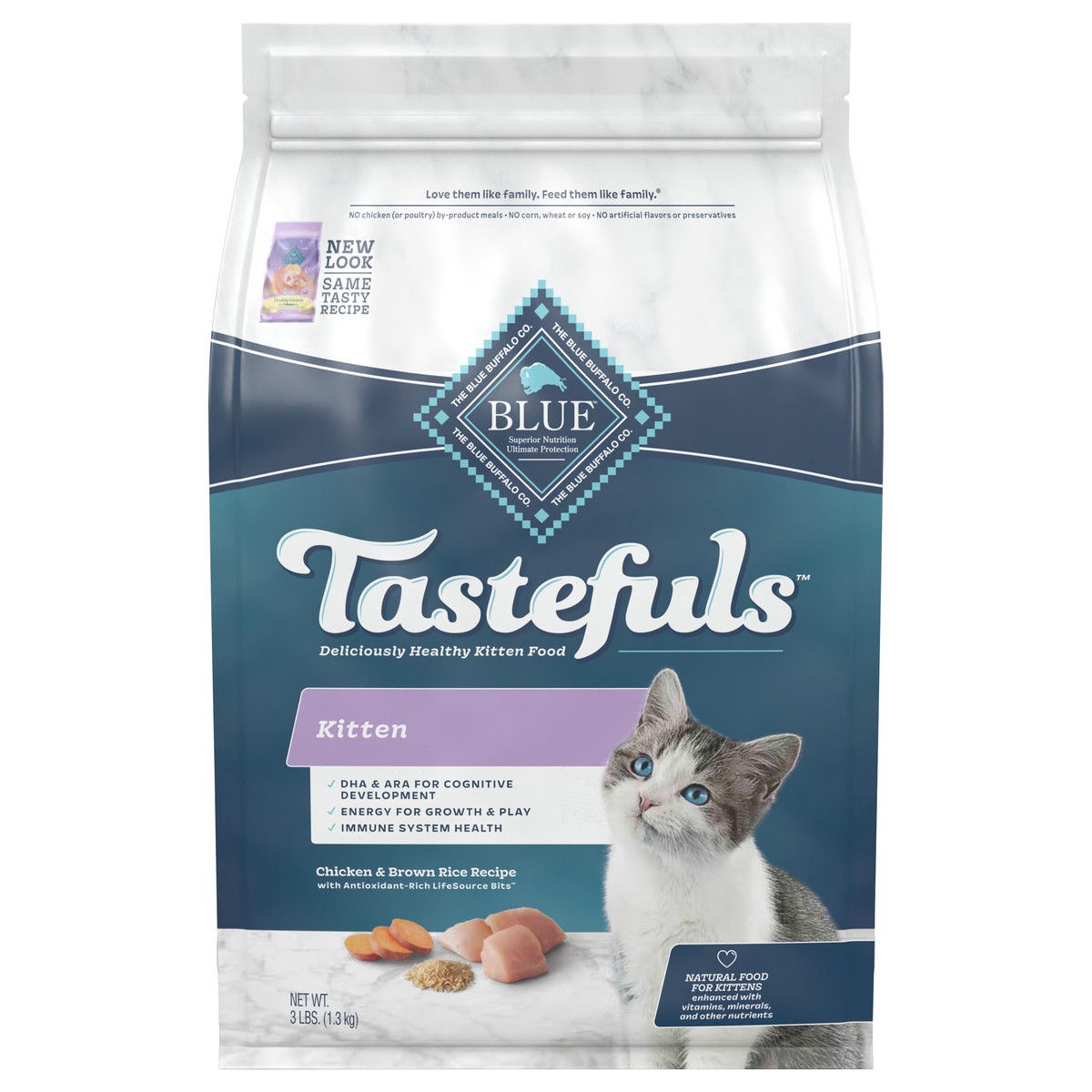 slide 5 of 6, Blue Buffalo Tastefuls Natural Dry Kitten Food, Chicken, 3 lb