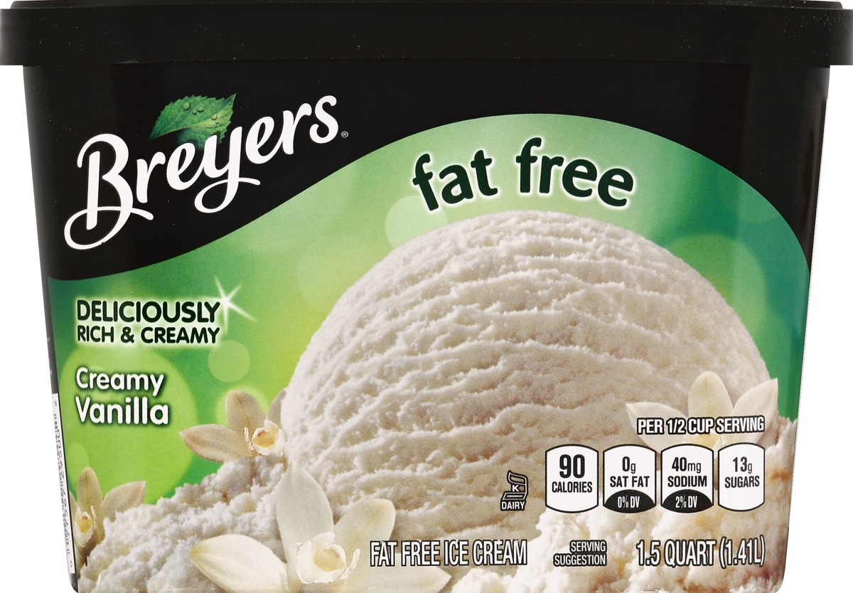 slide 5 of 6, Breyer's Fat Free Vanilla Ice Cream, 1.5 qt