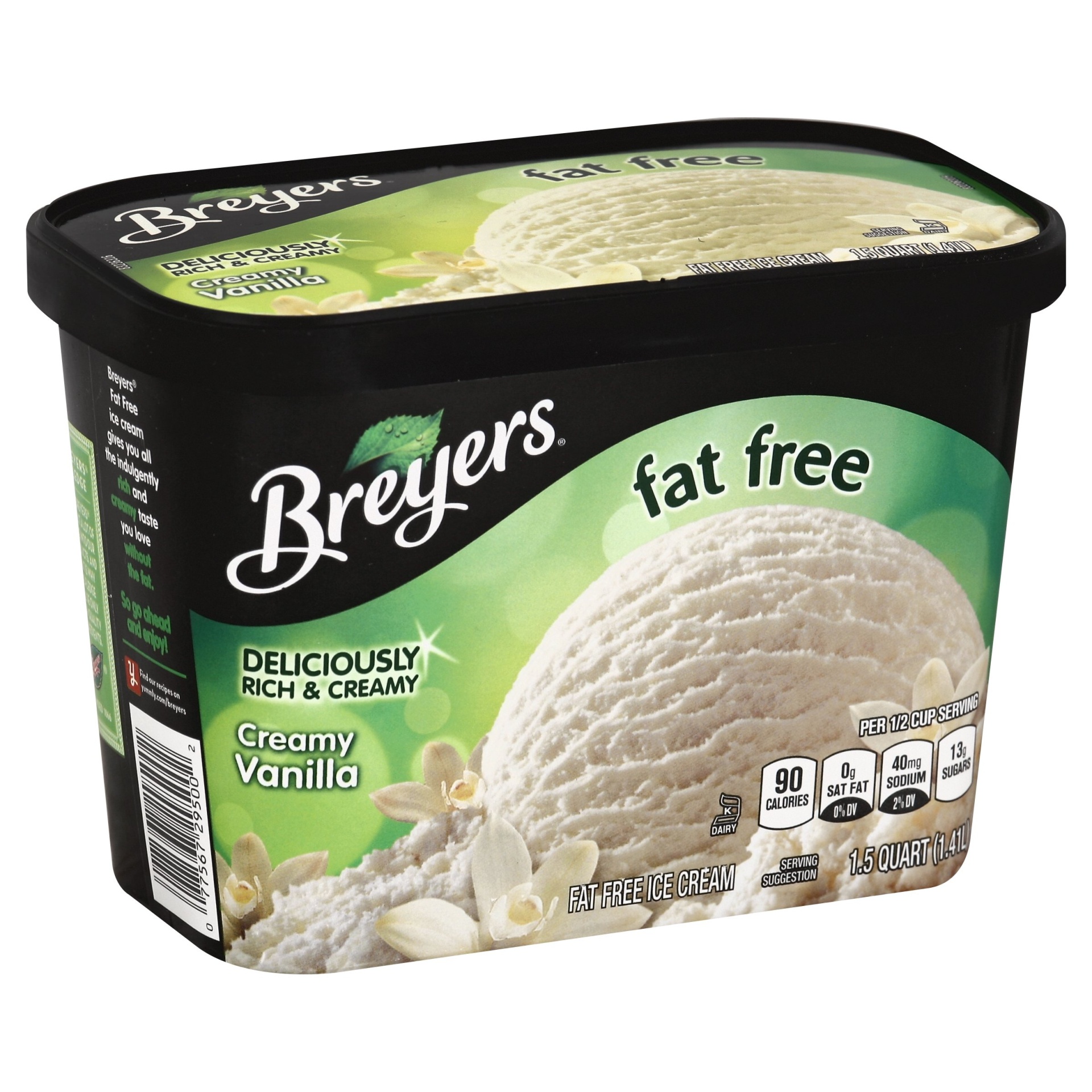 slide 1 of 1, Breyer's Fat Free Vanilla Ice Cream, 1.5 qt