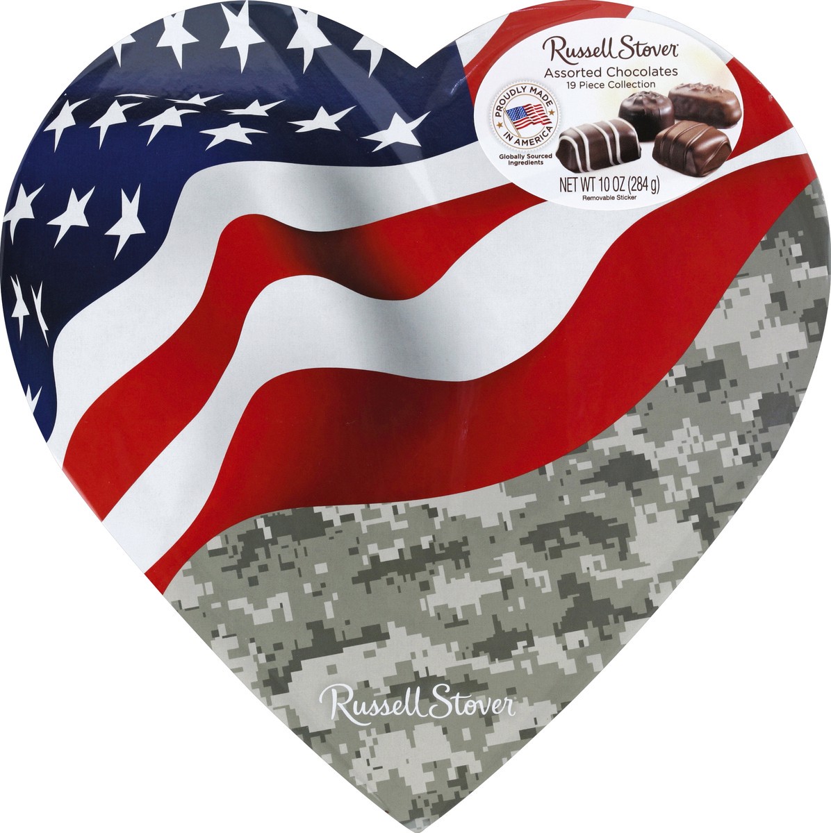 slide 3 of 3, Russell Stover American Assorted Chocolate Heart, 10 oz