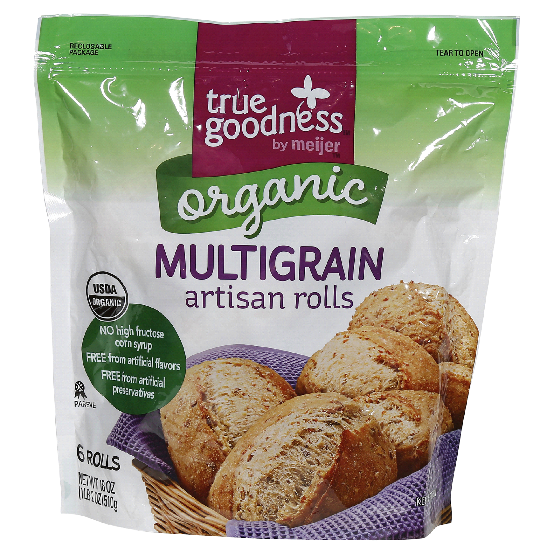 slide 1 of 9, True Goodness Organic Frozen Multigrain Artisan Rolls, 18 oz, 6 ct, 18 oz