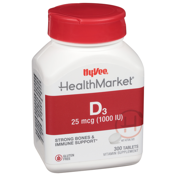 slide 1 of 1, Hy-Vee Healthmarket Vitamin D3 1000 Iu Tablets, 300 ct