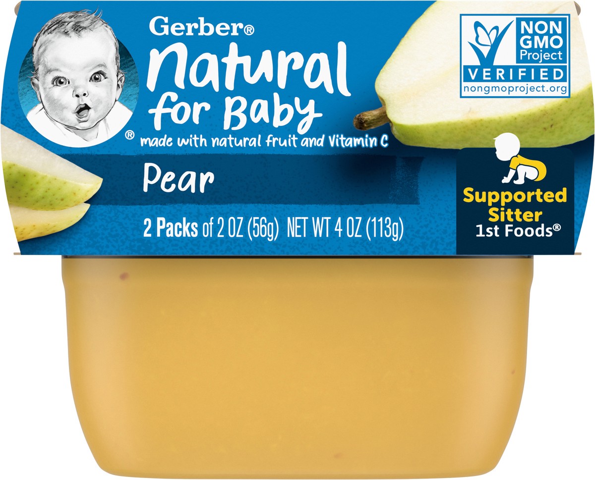 slide 5 of 9, Gerber 1st Foods Natural for Baby Baby Food, Pear, 2 oz Tubs (2 Pack), 2 ct