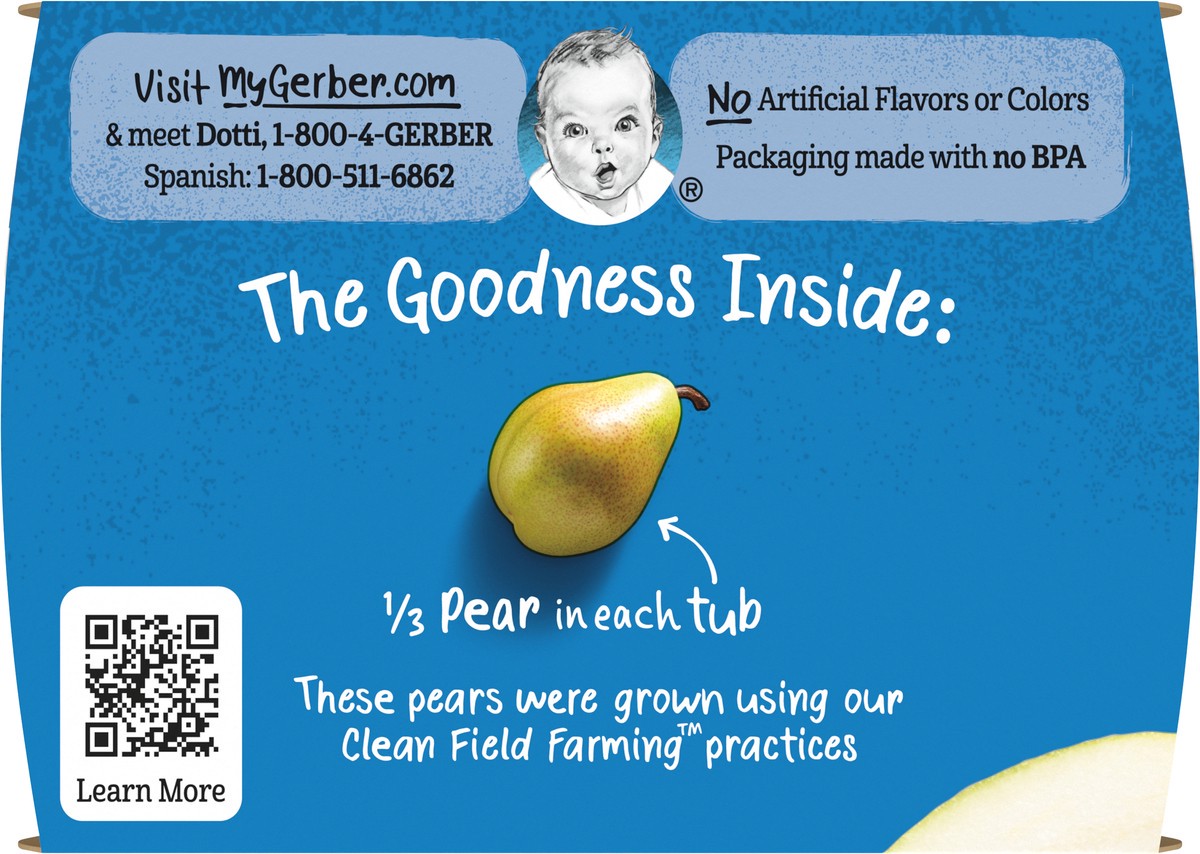 slide 6 of 9, Gerber 1st Foods Natural for Baby Baby Food, Pear, 2 oz Tubs (2 Pack), 2 ct