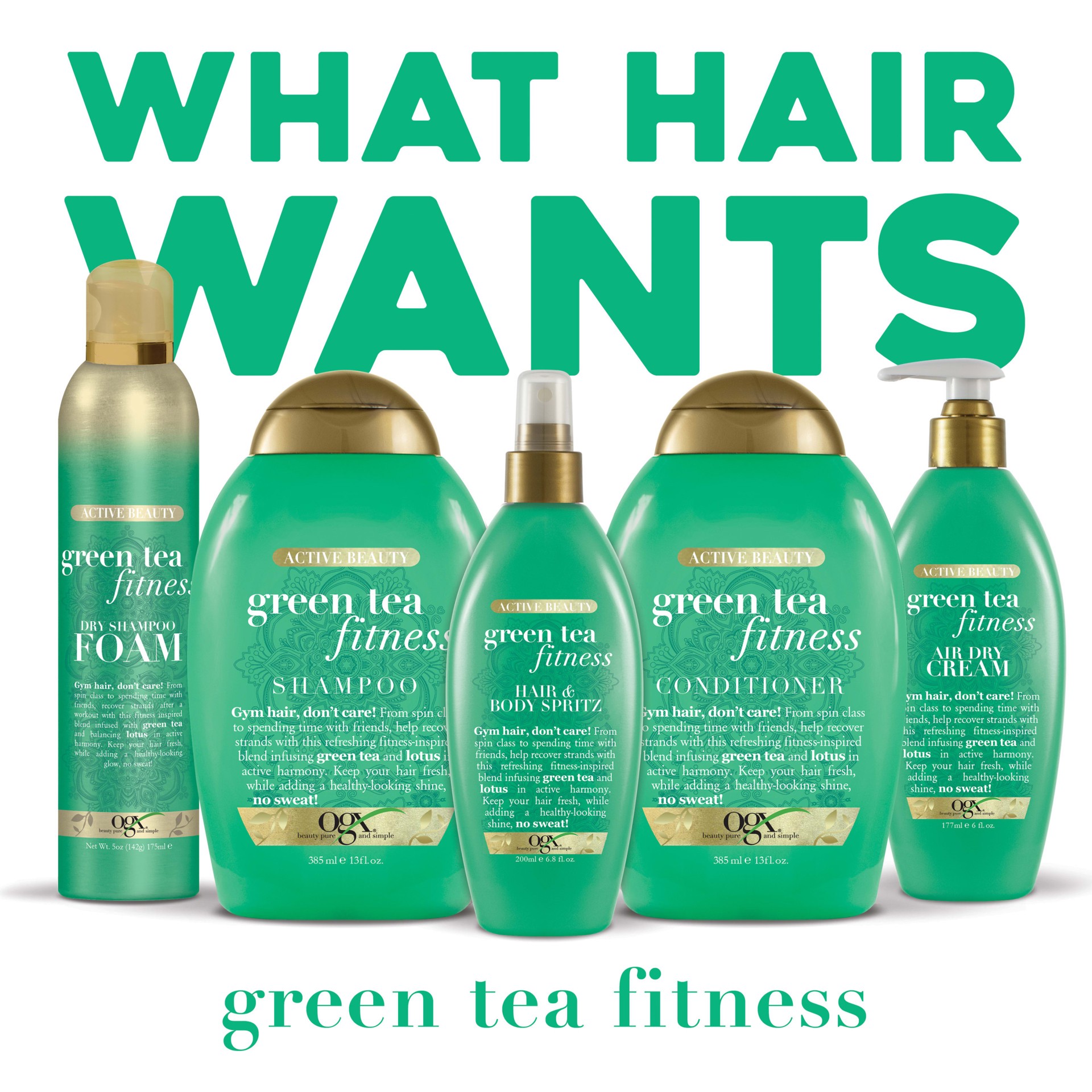 slide 4 of 5, OGX Active Beauty Green Tea Fitness Shampoo, 13 Oz, 13 oz