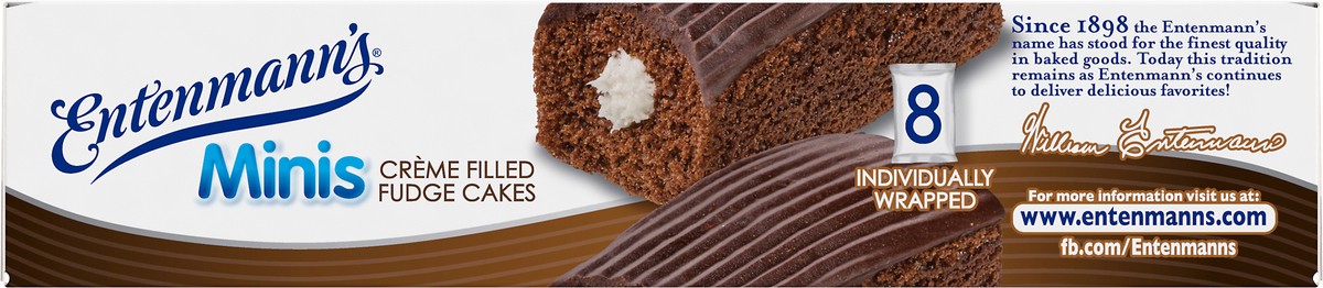 slide 8 of 9, Entenmann's Minis Crème Filled Fudge Cakes, 8 Individually Wrapped Snack Cakes, 13.8 oz, 8 ct