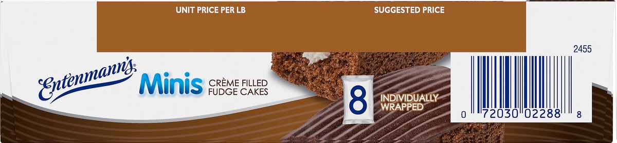 slide 6 of 9, Entenmann's Minis Crème Filled Fudge Cakes, 8 Individually Wrapped Snack Cakes, 13.8 oz, 8 ct