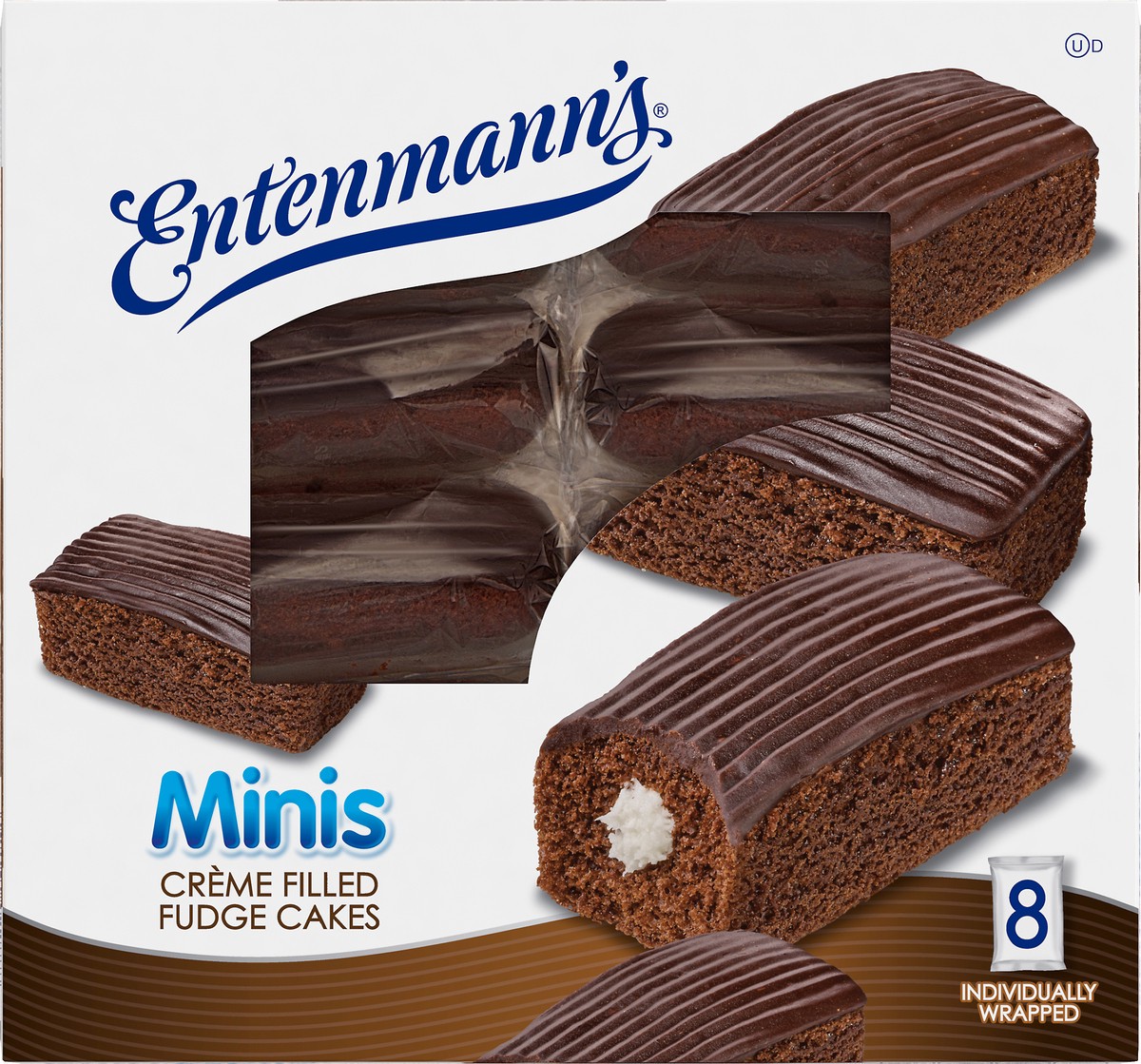 slide 9 of 9, Entenmann's Minis Crème Filled Fudge Cakes, 8 Individually Wrapped Snack Cakes, 13.8 oz, 8 ct