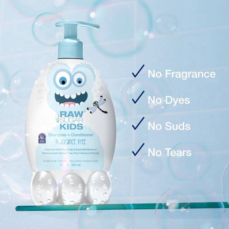 slide 8 of 8, Raw Sugar Kids Shampoo & Condition - Fragrance Free, 12 fl oz