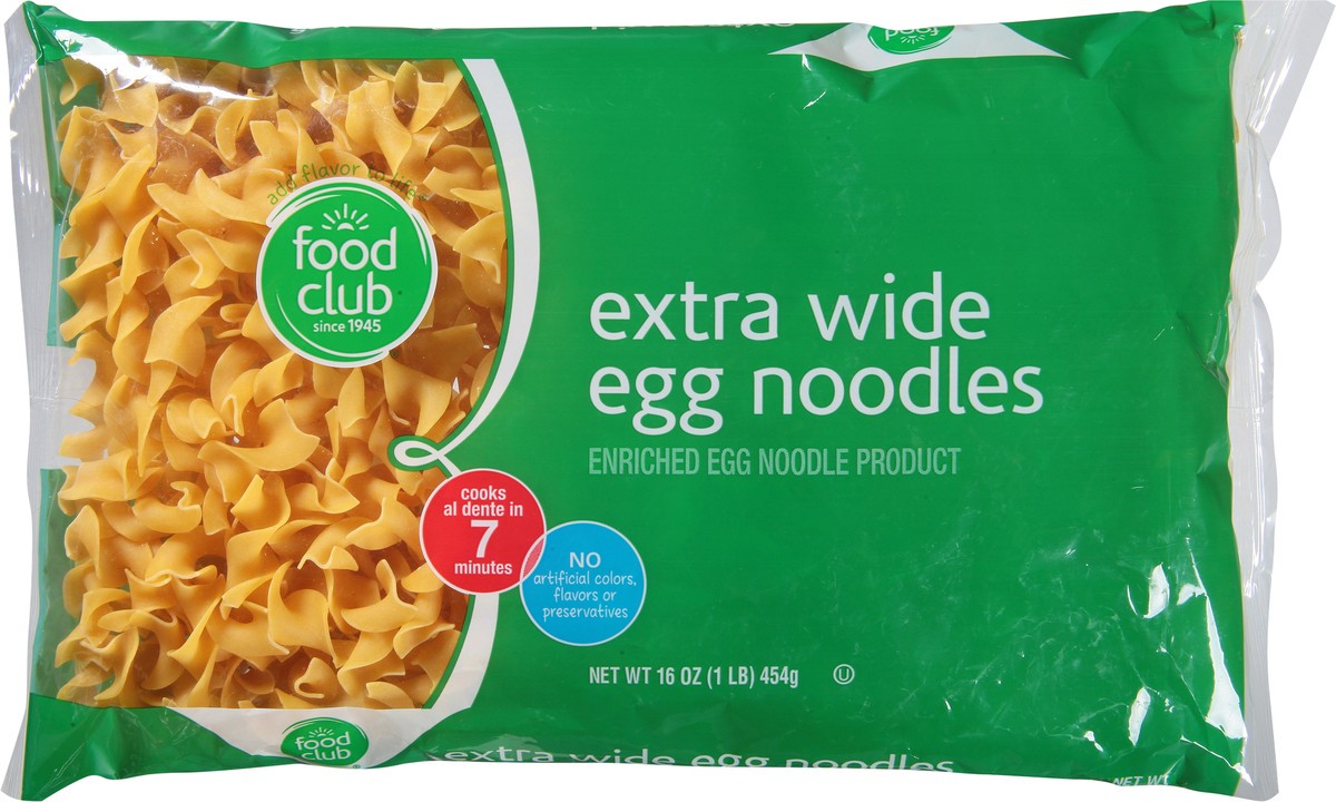slide 3 of 16, Food Club Extra Wide Egg Noodles 16 oz, 16 oz