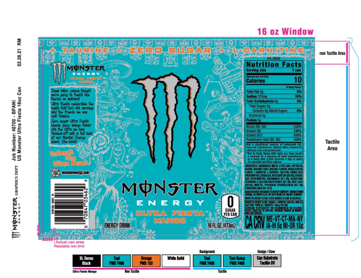 slide 5 of 8, Monster Zero Sugar Ultra Fiesta Mango Energy Drink - 16 fl oz, 16 fl oz