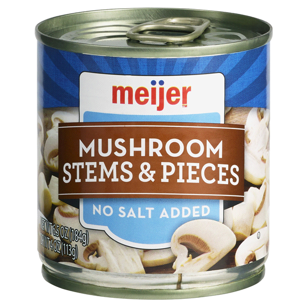 slide 1 of 1, Meijer Mushrooms No Salt Added Stems & Pieces, 4 oz