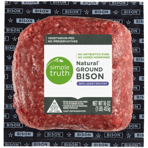slide 2 of 3, Simple Truth 90% Lean Natural Ground Bison, 16 oz