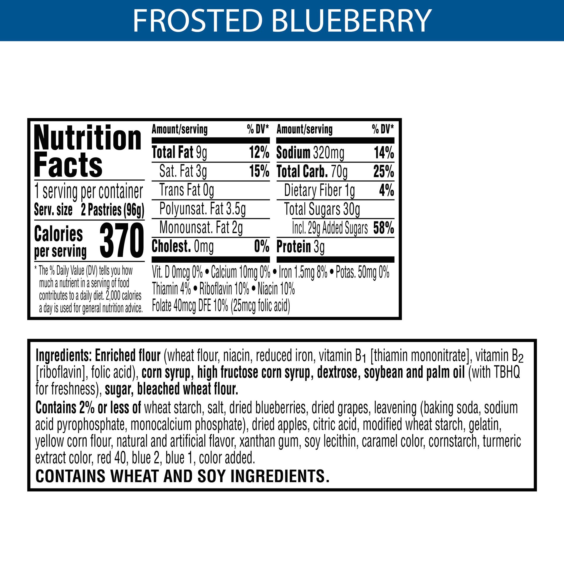 slide 3 of 5, Pop-Tarts Toaster Pastries, Breakfast Foods, Kids Snacks, Frosted Blueberry, 3.3oz Sleeve, 2 Pop-Tarts, 3.3 oz