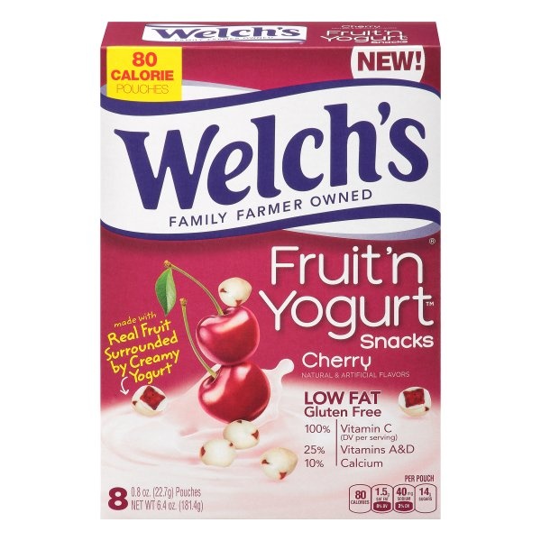 slide 1 of 9, Welch's Cherry Fruit 'n Yogurt Snacks, 8 ct; 0.8 oz