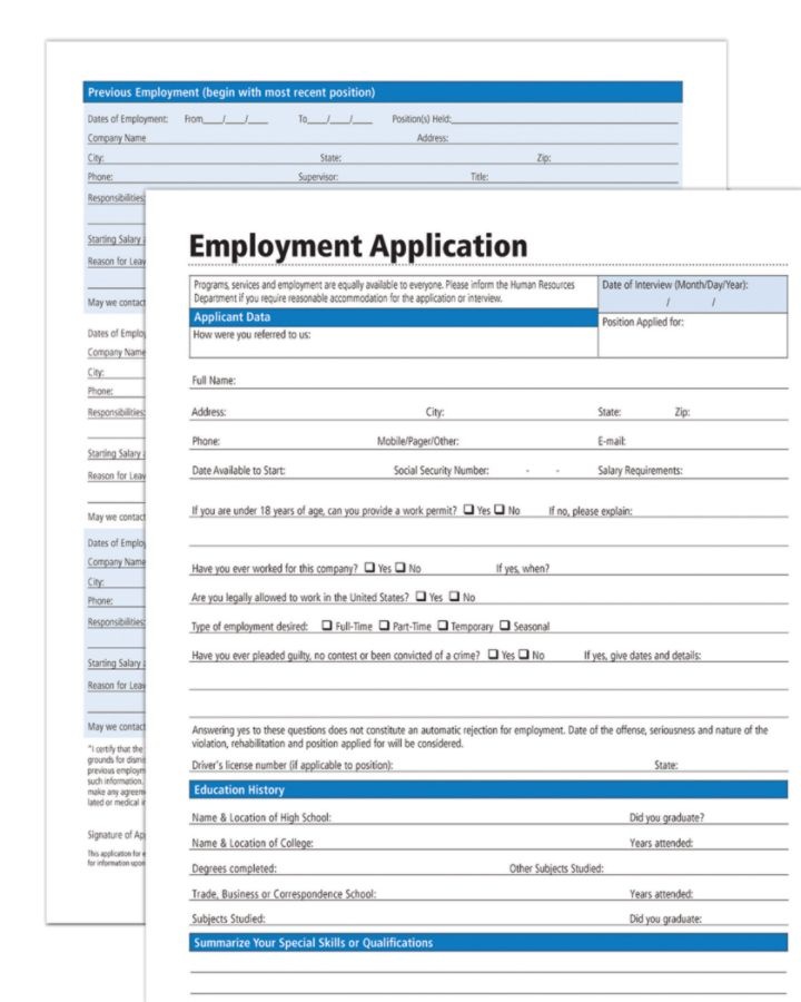 slide 2 of 2, Adams Application For Employment, 1 ct