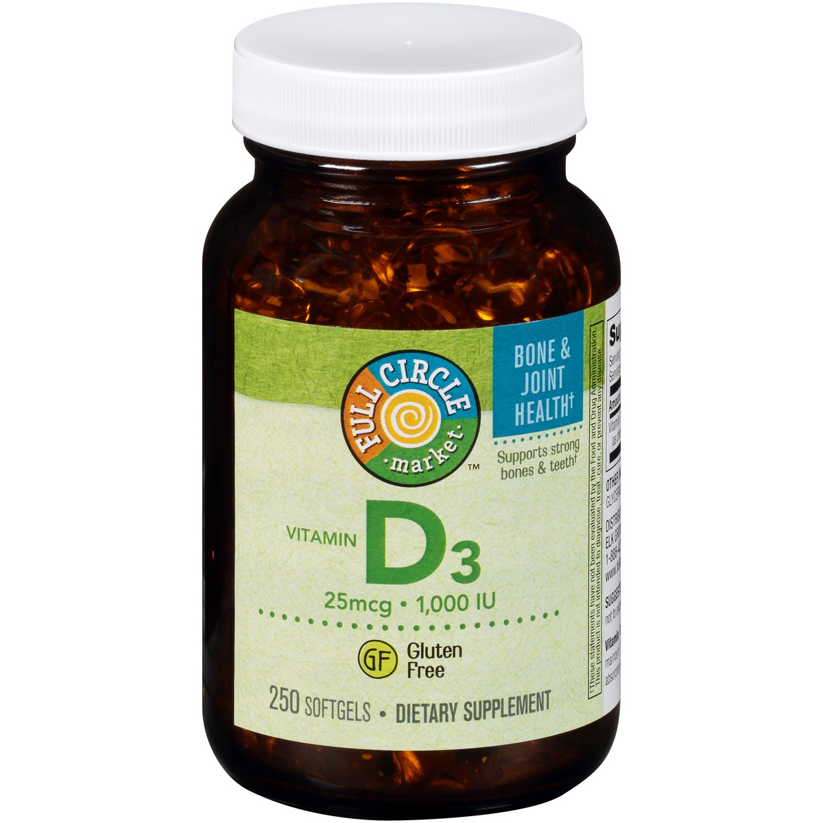 slide 1 of 8, Full Circle Market Vitamin D3 25 Mcg 1,000 Iu Supports Strong Bones & Teeth Dietary Supplement Softgels, 250 ct