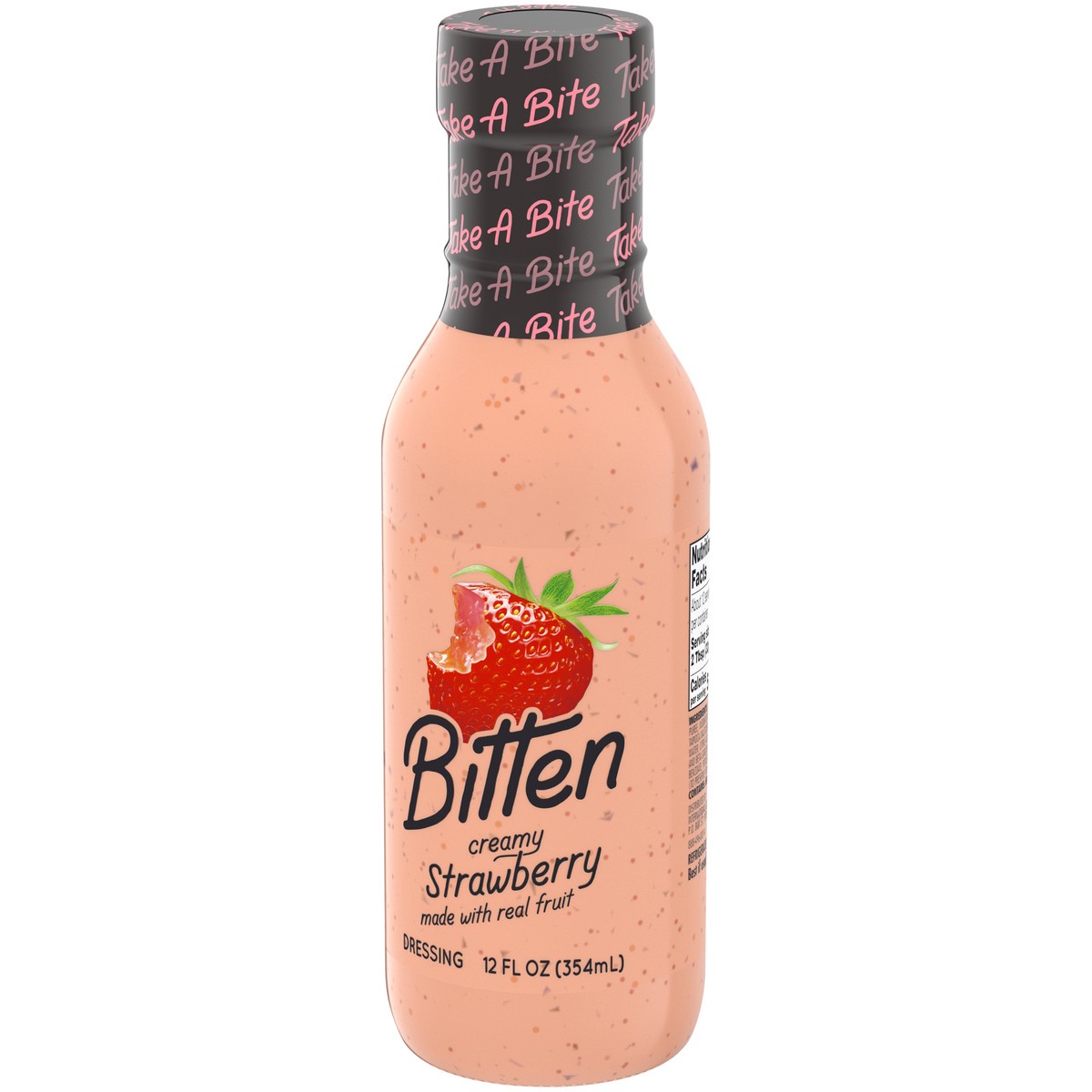 slide 4 of 9, Bitten Creamy Strawberry Dressing with Real Fruit, 12 fl oz Bottle, 12 fl oz