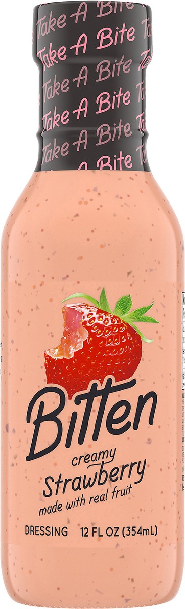 slide 9 of 9, Bitten Creamy Strawberry Dressing with Real Fruit, 12 fl oz Bottle, 12 fl oz