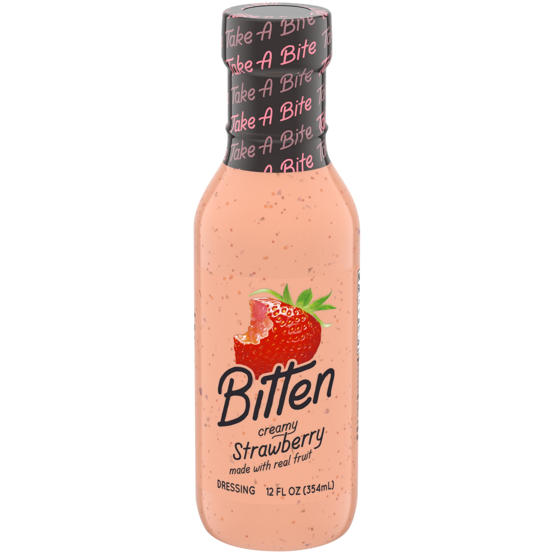 slide 1 of 1, Bitten Creamy Strawberry Dressing with Real Fruit Bottle, 12 fl oz