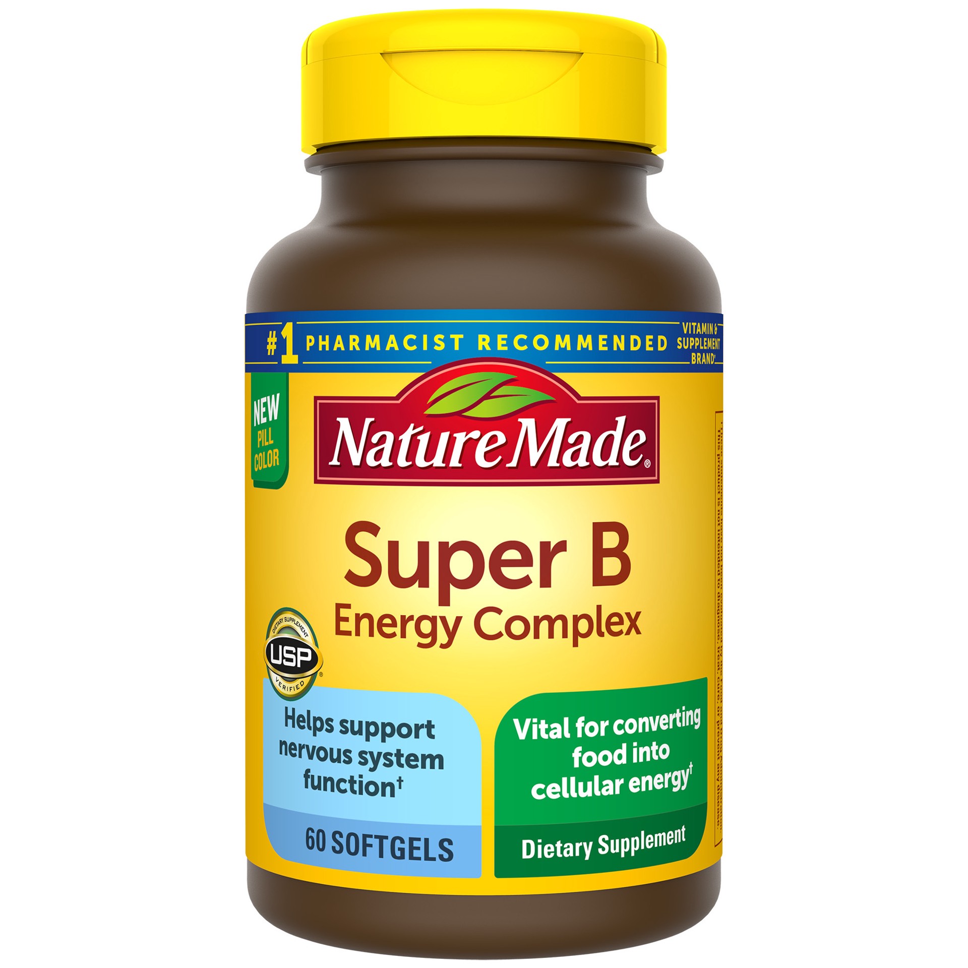 slide 1 of 4, Nature Made Super B Energy Complex, Dietary Supplement for Brain Cell Function Support, 60 Softgels, 60 Day Supply, 60 ct