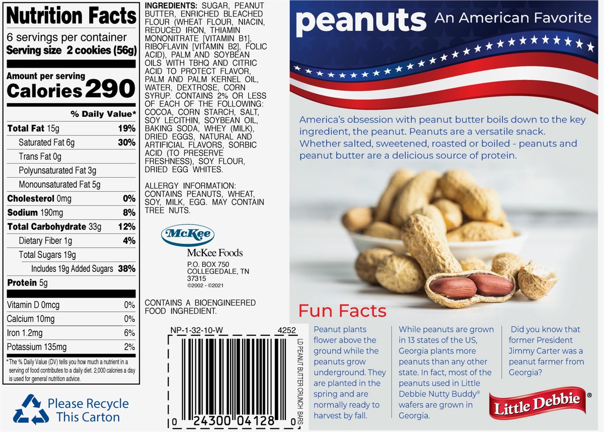 slide 3 of 7, Little Debbie Snack Cakes, Little Debbie Family Pack Peanut Butter Crunch Bars, 12 ct