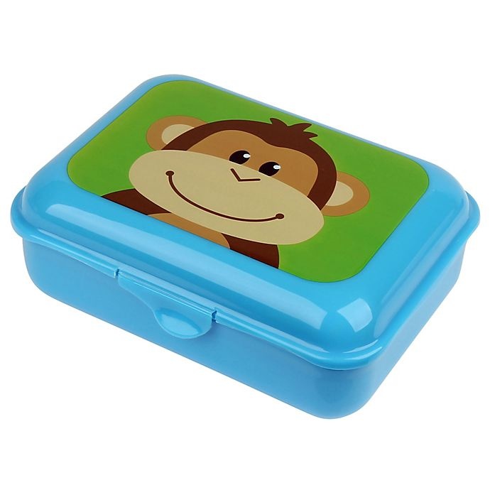 slide 2 of 3, Stephen Joseph Monkey Snack Box - Blue, 64 oz