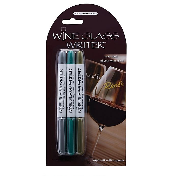 slide 1 of 3, Susquehanna Glass Wine Glass Writer Washable Markers - Silver/Green/Gold, 3 ct