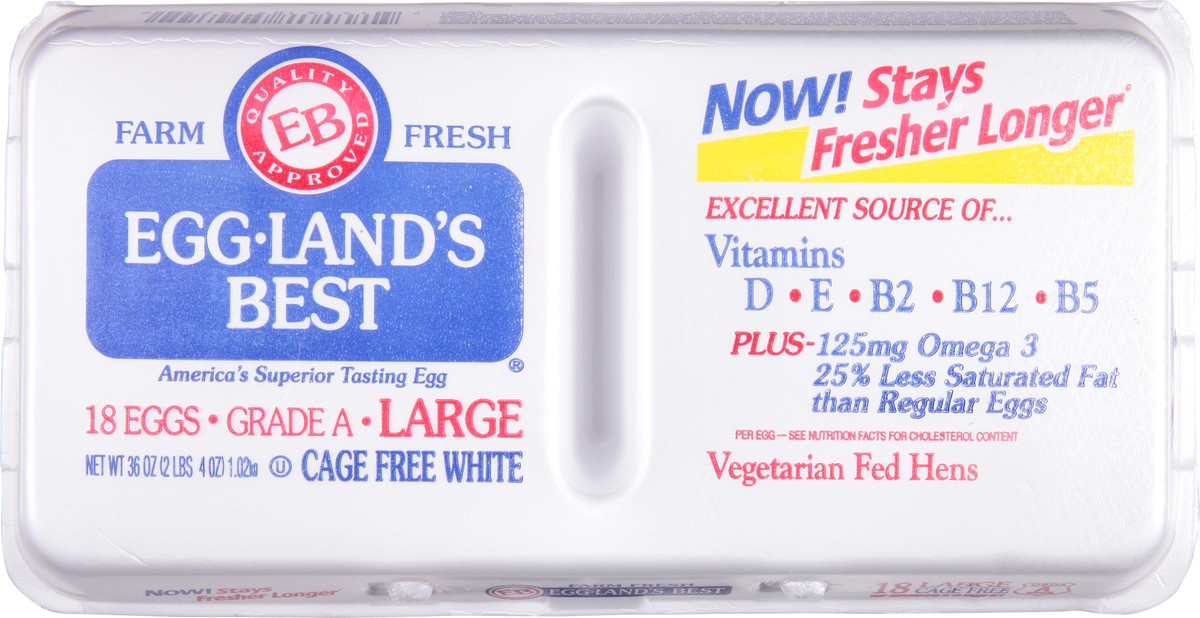 slide 4 of 9, Eggland's Best Cage Free Large White Eggs, 18 count, 18 ct