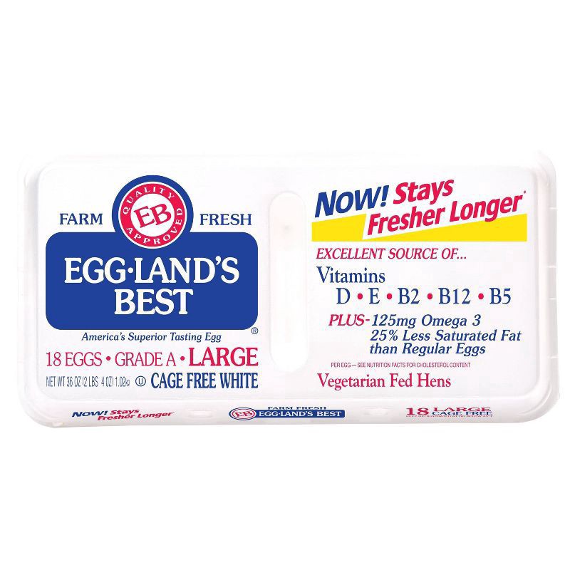 slide 1 of 9, Eggland's Best Cage Free Large White Eggs, 18 count, 18 ct