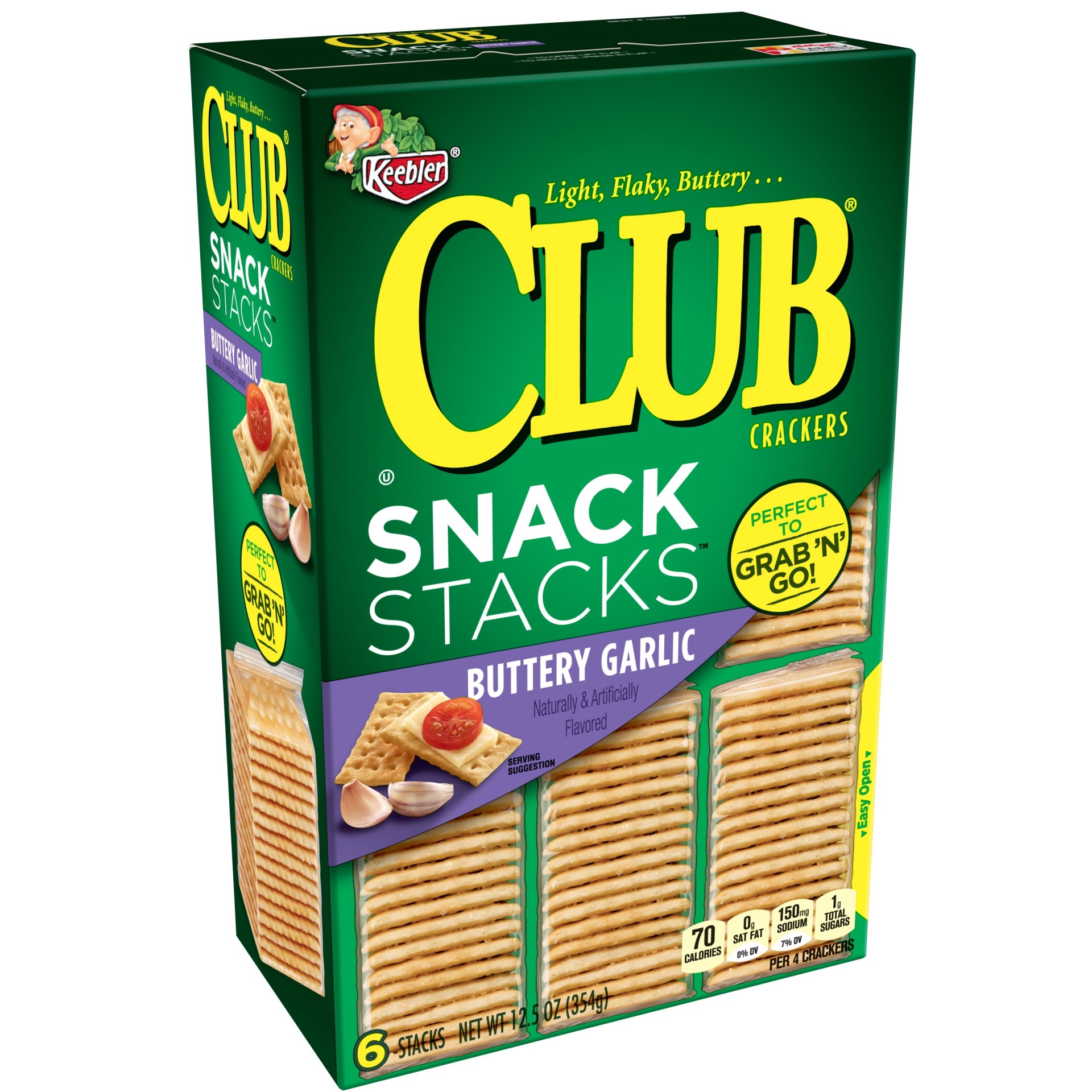 slide 1 of 7, Club Snack Stacks Buttery Garlic, 12.5 oz