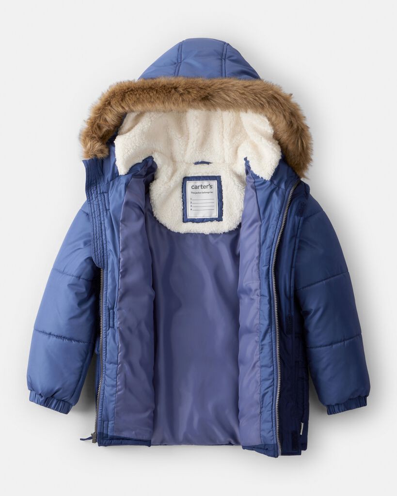 slide 3 of 6, Carter's Carters Boys 2-Piece Hooded Snowsuit Jacket & Bib Set - Navy Navy 6, 2 pc