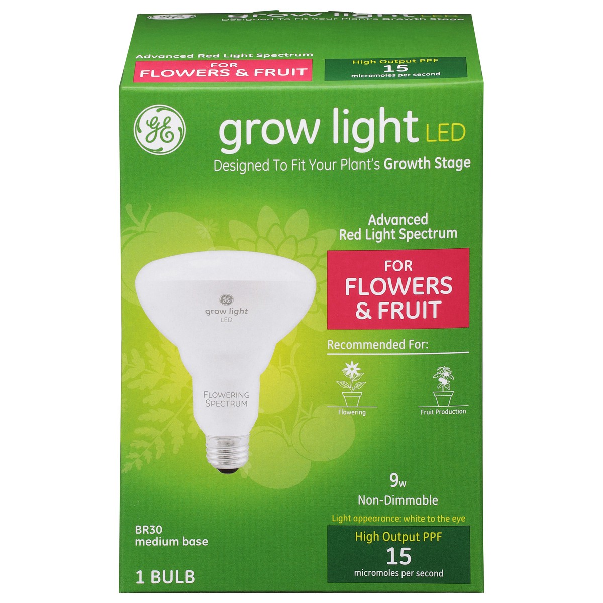 slide 1 of 6, GE Grow Light 9 Watts LED Light Bulb 1 ea, 1 ct