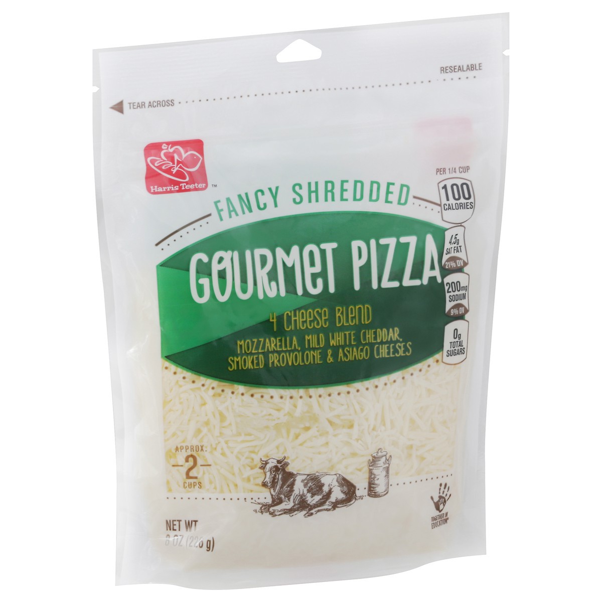 slide 6 of 9, Harris Teeter Fancy Gourmt 4 Cheese Blend, 1 ct