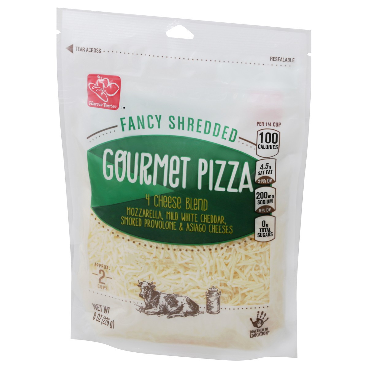 slide 2 of 9, Harris Teeter Fancy Gourmt 4 Cheese Blend, 1 ct