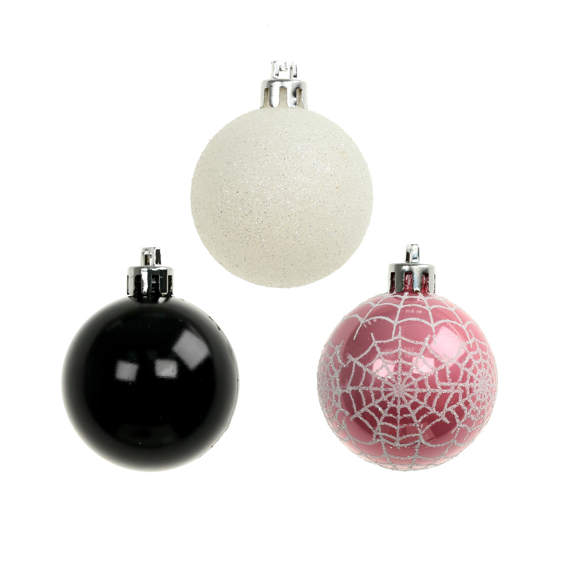 slide 2 of 3, 1.75" Pink, Black & White Halloween Ball Ornaments, 6ct. By Ashland, 6 ct