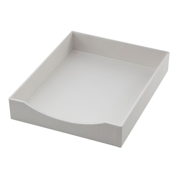 slide 1 of 5, See Jane Work Faux Leather Letter Tray, White, 1 ct