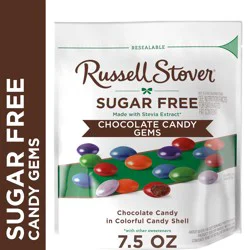 RUSSELL STOVER Sugar Free Chocolate Candy Gems, 7.5 oz. bag