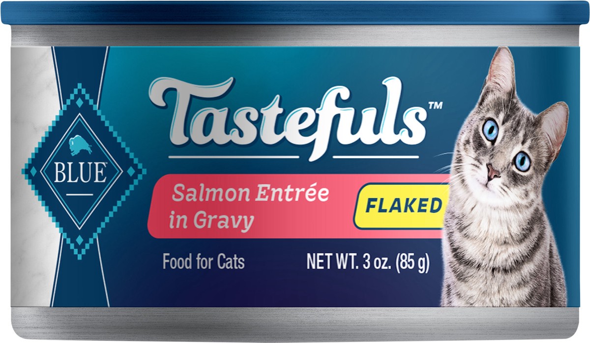 slide 2 of 2, Blue Buffalo Tastefuls Wet Cat Food Flaked Salmon Filet Entrée In Gravy, 3 oz