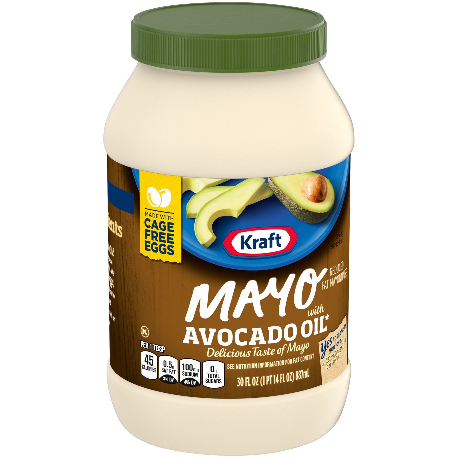 slide 4 of 7, Kraft Mayo with Avocado Oil Reduced Fat Mayonnaise Jar, 30 fl oz