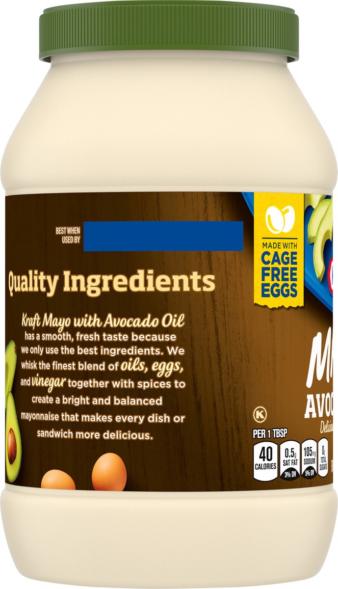 slide 8 of 15, Kraft Mayo with Avocado Oil Reduced Fat Mayonnaise, 30 fl oz Jar, 30 fl oz