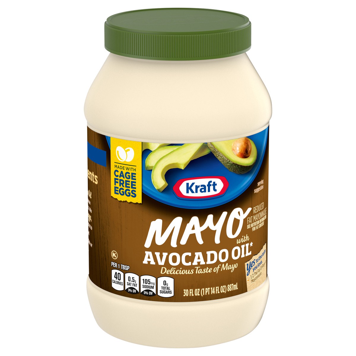 slide 7 of 15, Kraft Mayo with Avocado Oil Reduced Fat Mayonnaise, 30 fl oz Jar, 30 fl oz