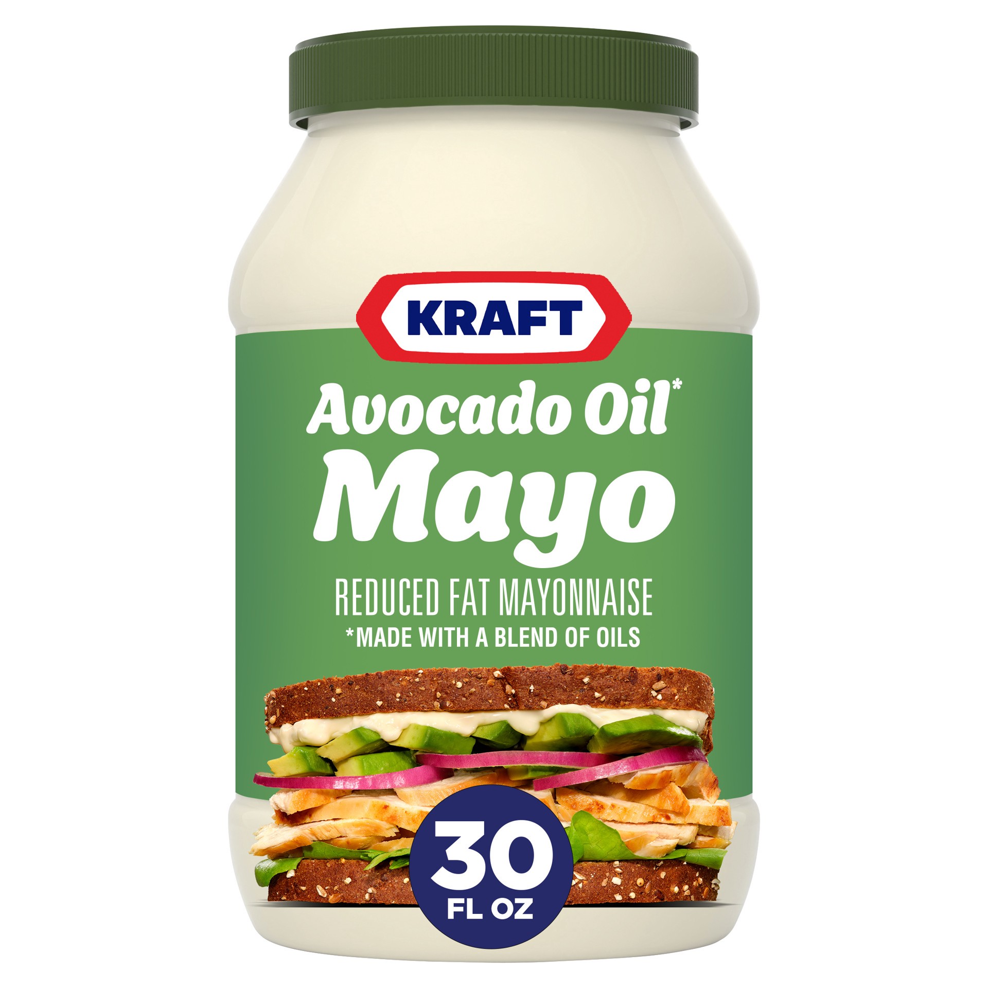 slide 1 of 15, Kraft Mayo with Avocado Oil Reduced Fat Mayonnaise, 30 fl oz Jar, 30 fl oz