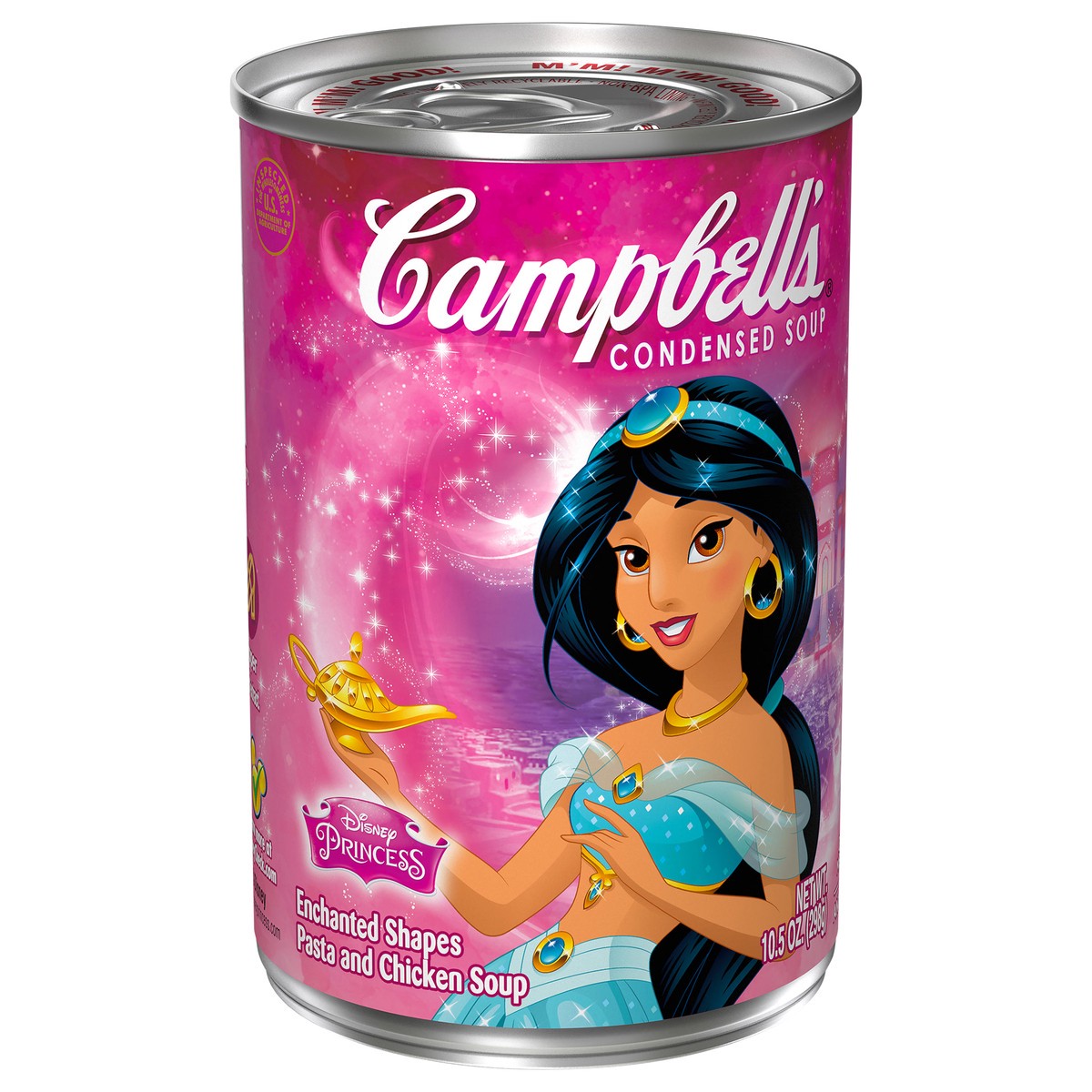 slide 4 of 9, Campbell's Kids Soup, Disney Princess Belle, Princess-shaped pasta in chicken soup, 10.5 Ounce Can, 10.5 oz