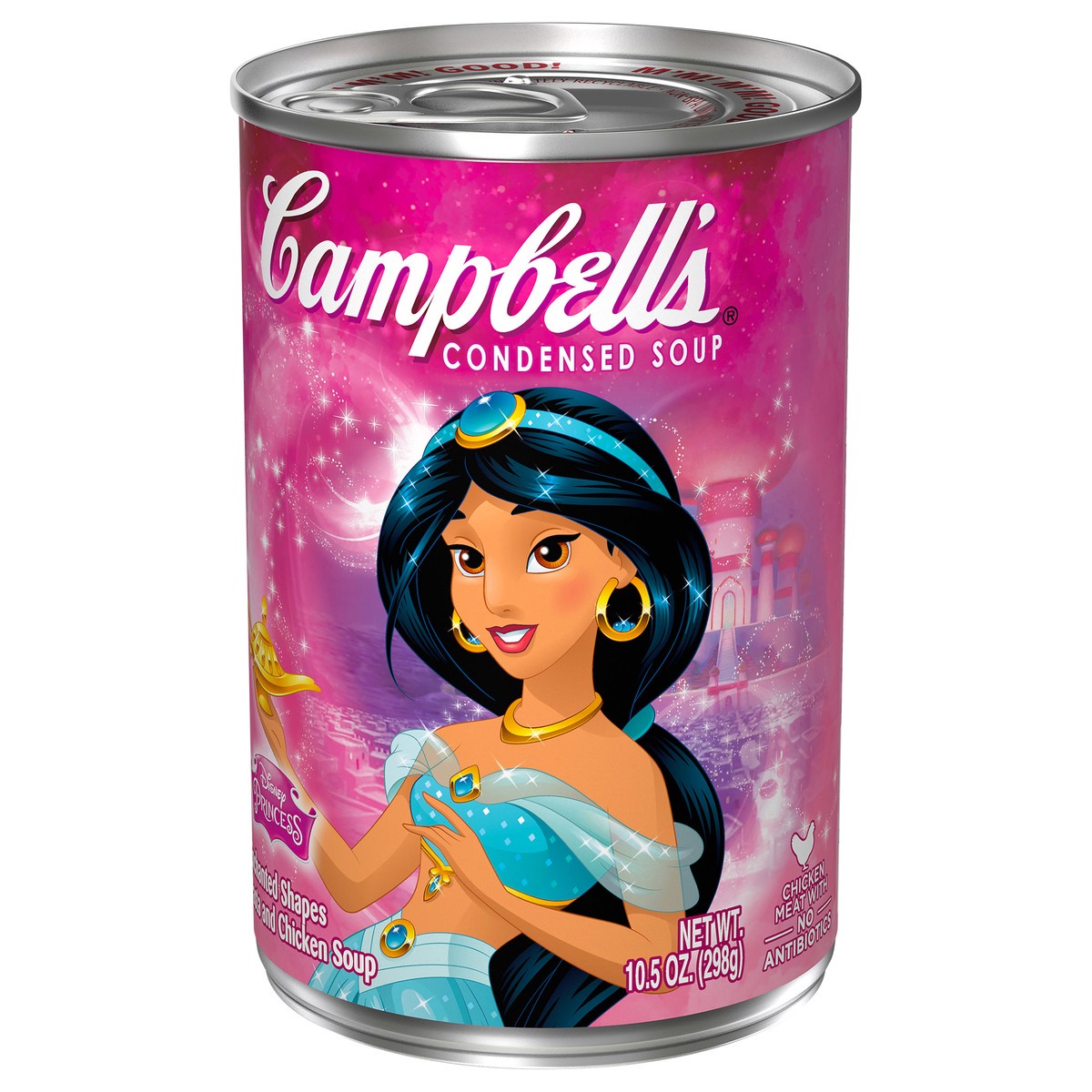 slide 3 of 9, Campbell's Kids Soup, Disney Princess Belle, Princess-shaped pasta in chicken soup, 10.5 Ounce Can, 10.5 oz