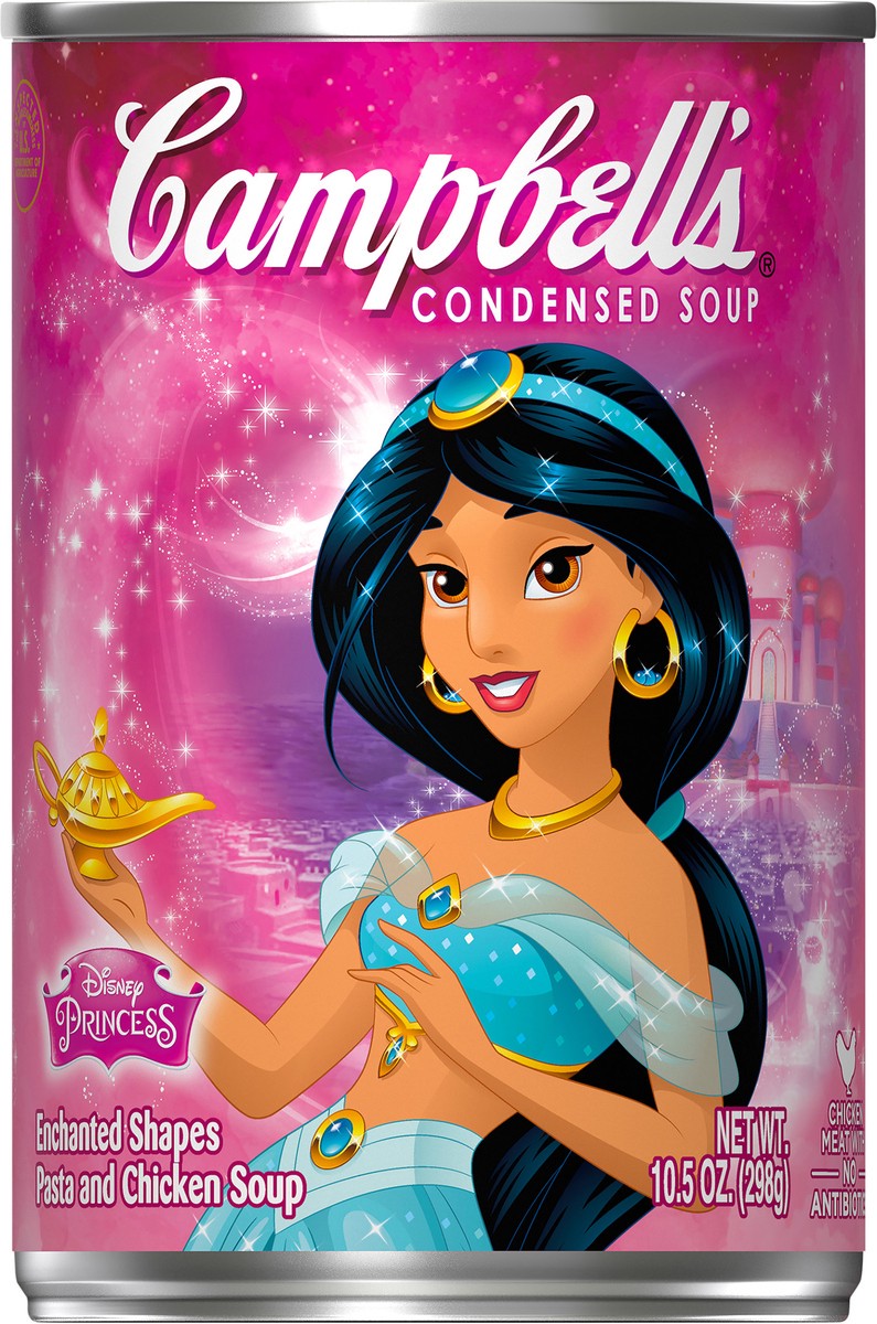 slide 2 of 9, Campbell's Kids Soup, Disney Princess Belle, Princess-shaped pasta in chicken soup, 10.5 Ounce Can, 10.5 oz