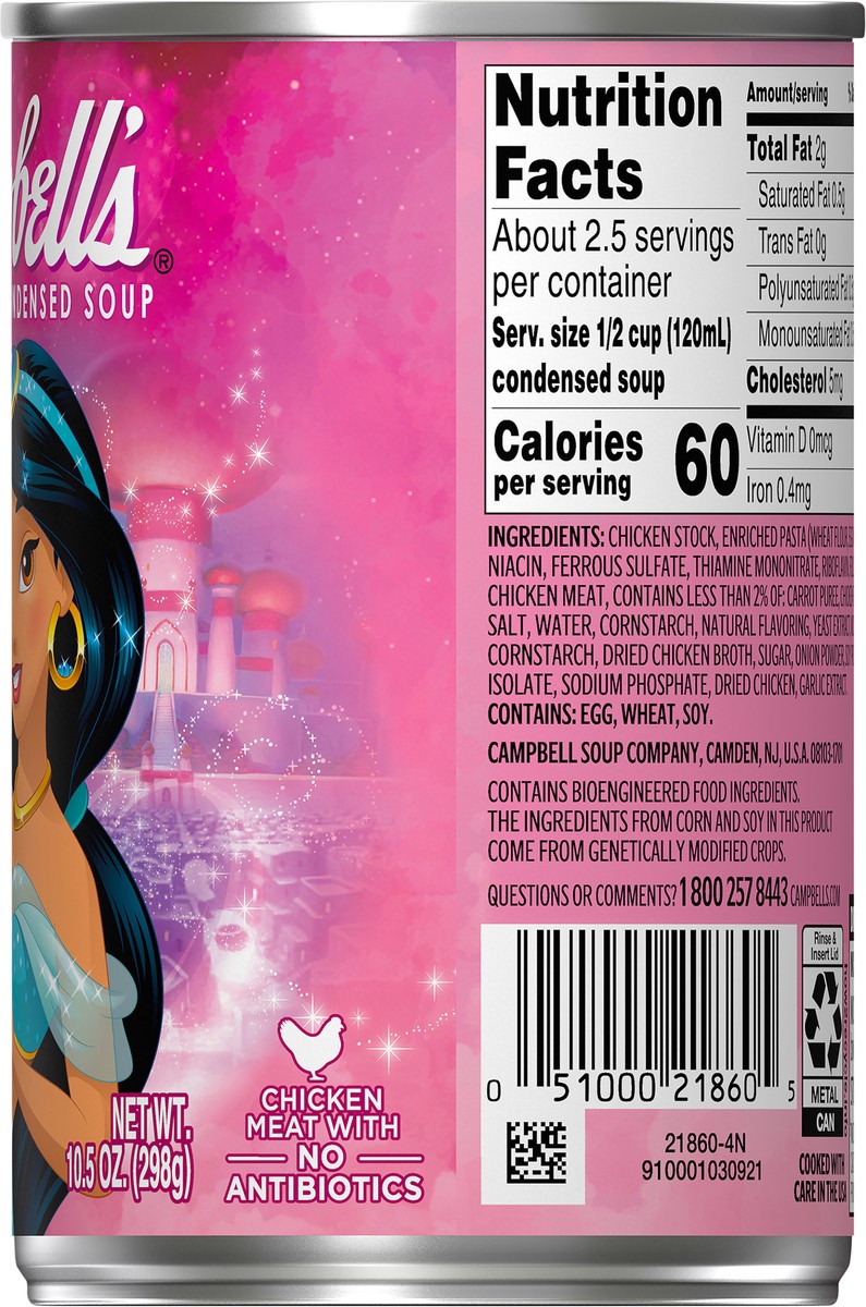 slide 9 of 9, Campbell's Kids Soup, Disney Princess Belle, Princess-shaped pasta in chicken soup, 10.5 Ounce Can, 10.5 oz