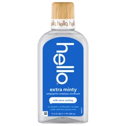 Hello Antigingivitis Mouthwash Extra Minty, Fluoride Free and Alcohol Free, 17.6 fl oz