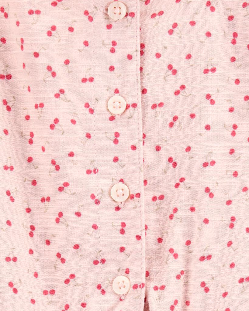slide 2 of 2, Carter's Kid Tie Button-Front Cherry Romper Pink 12, 1 ct