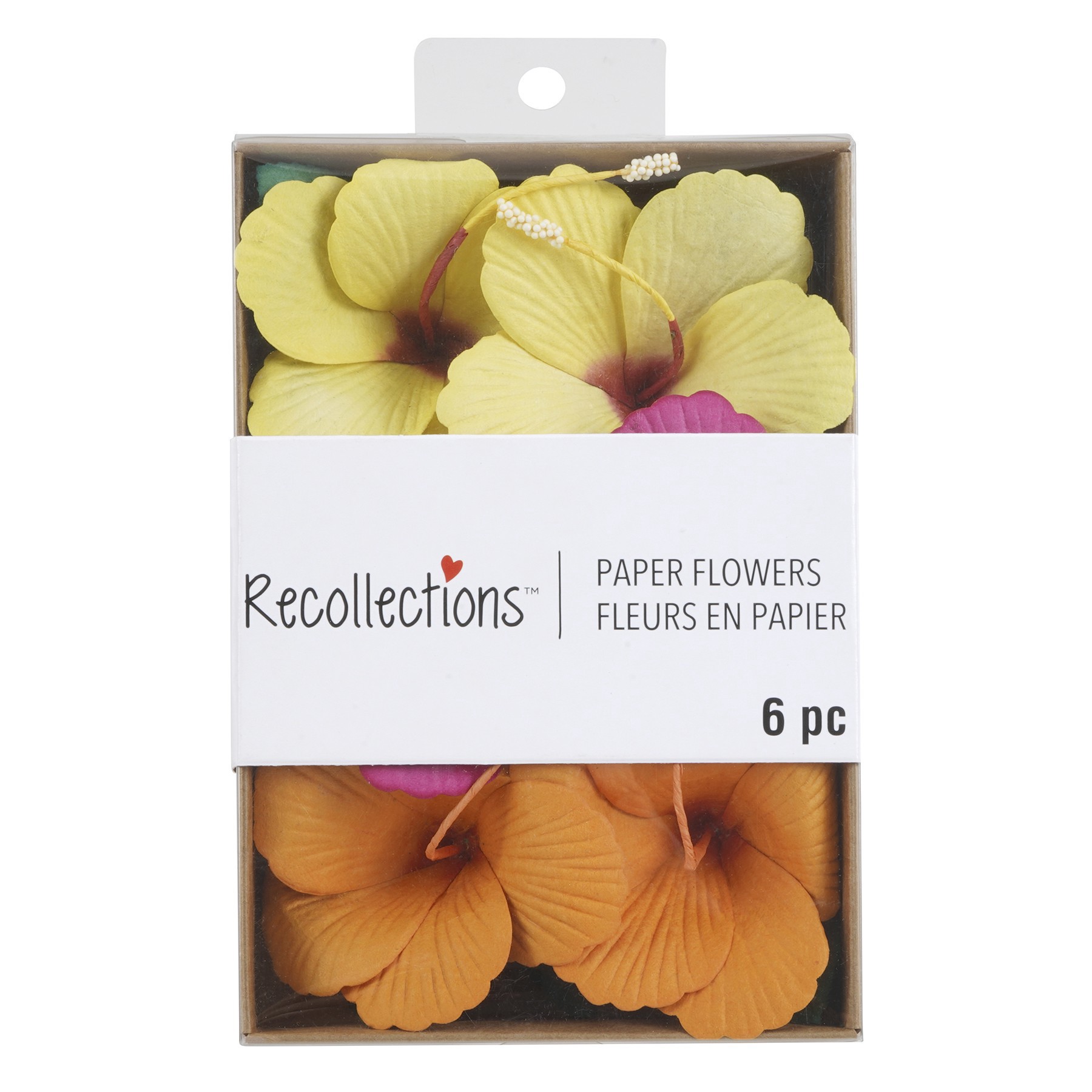 slide 2 of 3, Yellow, Pink & Orange Hibiscus Paper Flowers By Recollections, 6ct., 6 ct